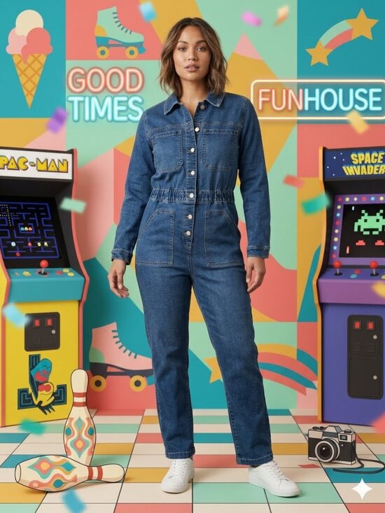 Celebrity Pink Pants - Celebrity Pink blue denim jumpsuit, size medium